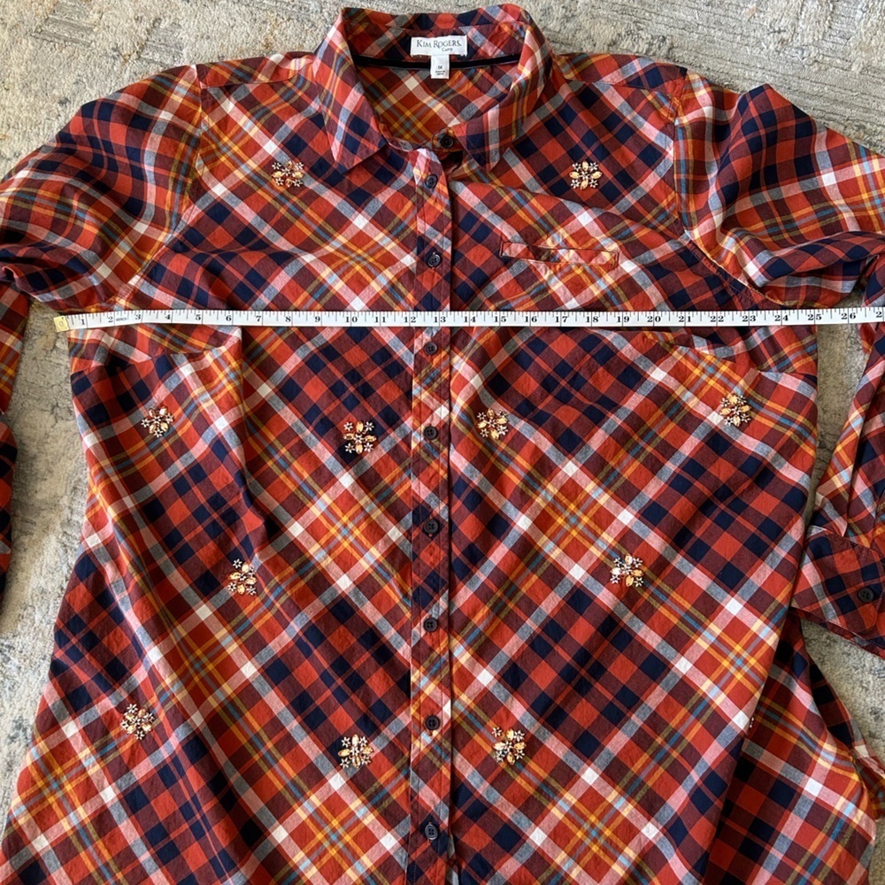 Kim Rogers women’s button down plaid fall blouse size 1x - Picture 9 of 10